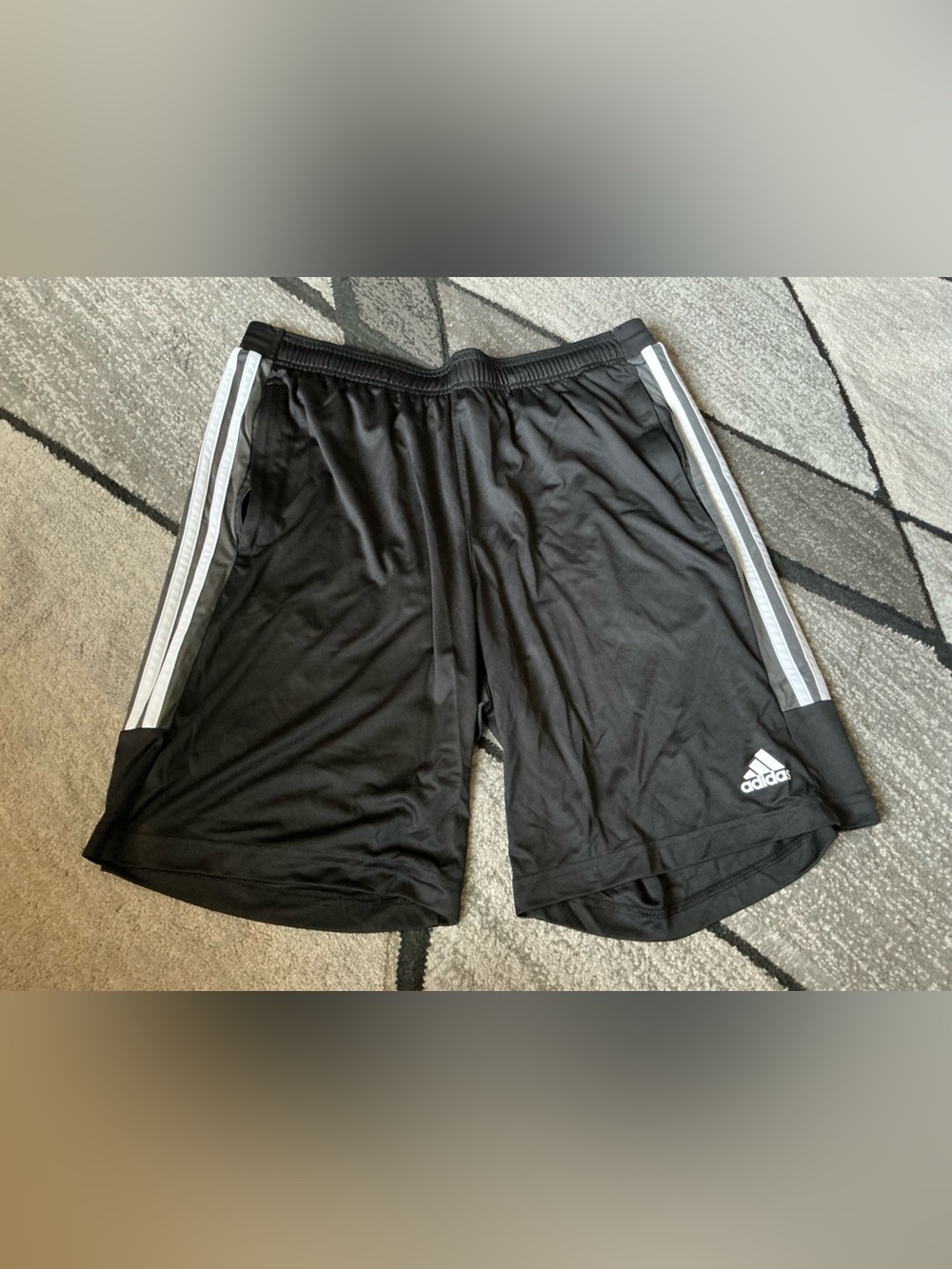 Size XLarge - Adidas Logo Black Aeroready Zip Pocketed Polyester Shorts